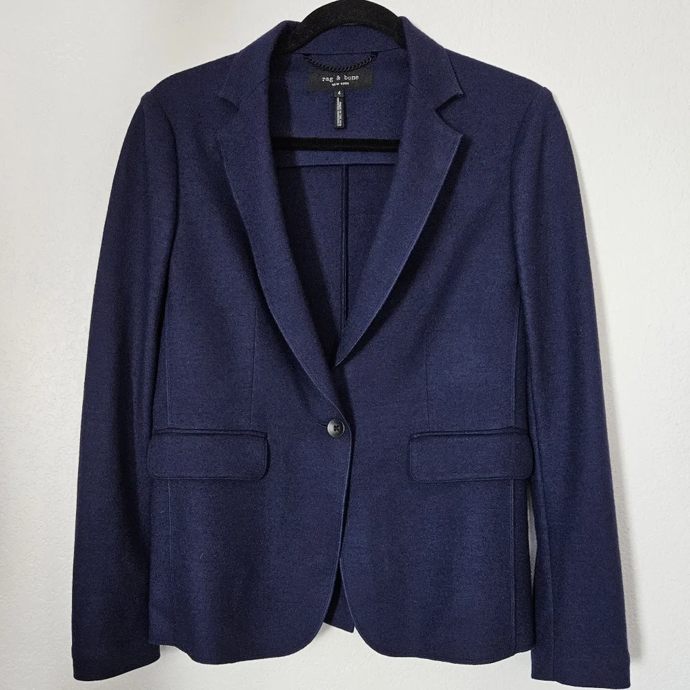 Rag & Bone Felted Wool One Button Blazer Jacket